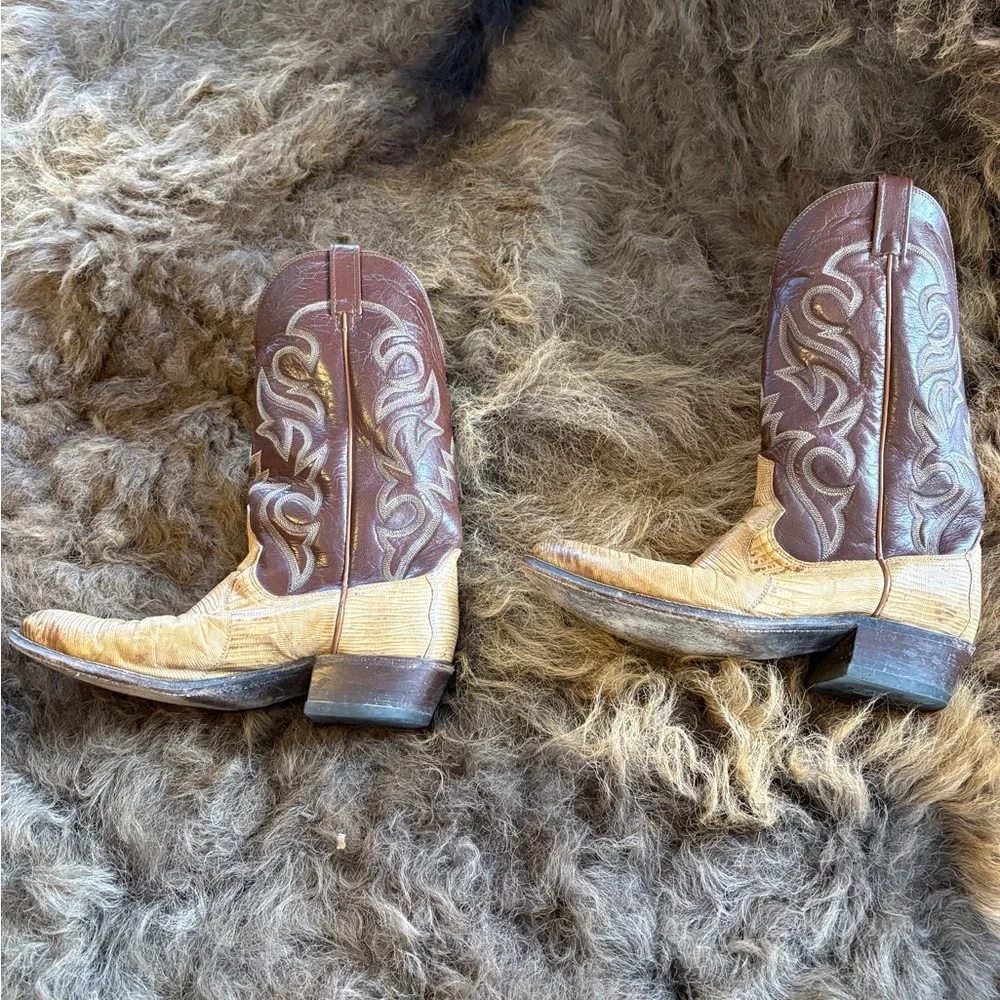Dan Post Two-Tone Western Boots - Brown and Cream - Picture 2 of 6